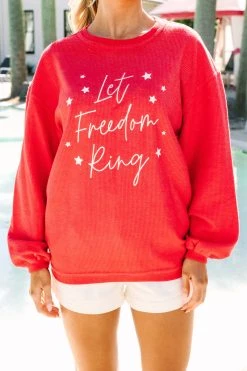 Let Freedom Ring Red Graphic Corded Sweatshirt -ANINE BING Shop 108536.Let Freedom Ring Red Graphic Corded Sweatshirt copy 2