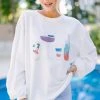 American Spirit White Graphic Corded Sweatshirt