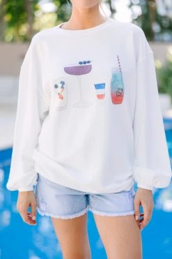 American Spirit White Graphic Corded Sweatshirt -ANINE BING Shop 108538.American Spirit White Graphic Corded Sweatshirt copy 3