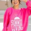 Summer Lovin' Fuchsia Pink Graphic Corded Sweatshirt