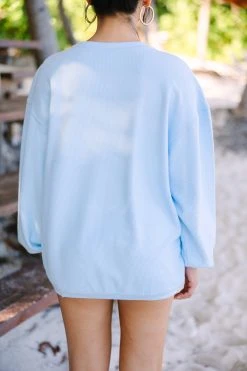 My Happy Place Light Blue Graphic Corded Sweatshirt -ANINE BING Shop 108611.My Happy Place Light Blue Graphic Corded Sweatshirt copy 3