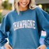 Champagne Navy Blue Graphic Corded Sweatshirt