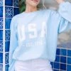 Est. 1776 Baby Blue Graphic Corded Sweatshirt -ANINE BING Shop 108651.Est . 1776 Baby Blue Graphic Corded Sweatshirt copy 1