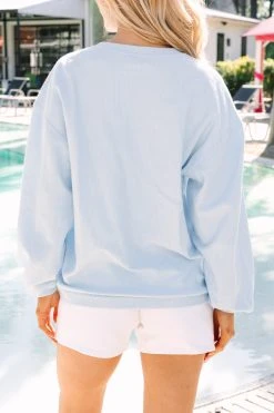 Oh My Stars Light Blue Graphic Corded Sweatshirt 9 Oh My Stars Light Blue Graphic Corded Sweatshirt -ANINE BING Shop 108653.Oh My Stars Light Blue Corded Sweatshirt copy 3