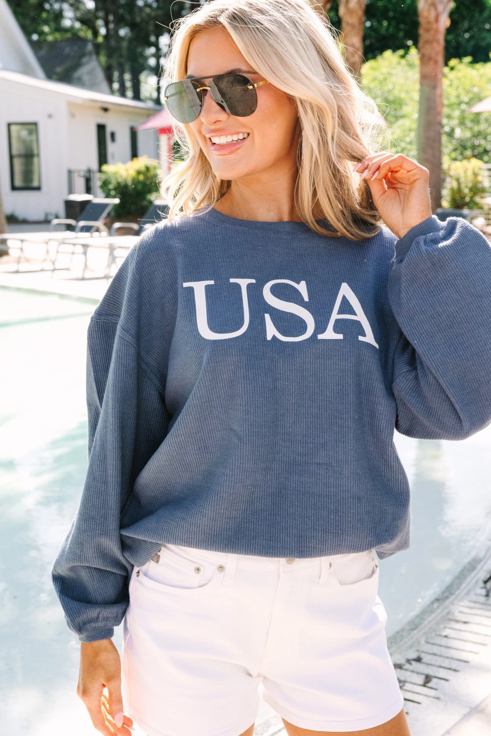 USA Navy Blue Corded Graphic Sweatshirt 3 USA Navy Blue Corded Graphic Sweatshirt