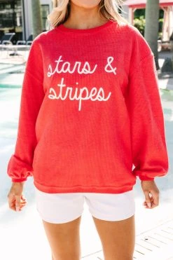 Stars & Stripes Red Graphic Corded Sweatshirt -ANINE BING Shop 108655.Stars Stripes Red Graphic Corded Sweatshirt copy 1