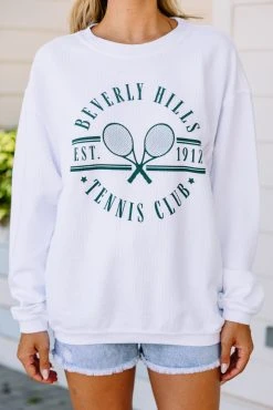 Beverly Hills Tennis Club White Graphic Corded Sweatshirt -ANINE BING Shop 5E1A1844