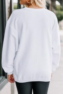 You're So Classic White Corded Sweatshirt -ANINE BING Shop 81043.ChickadeeWhiteCordedSweatshirt copy 1