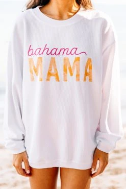 Bahama Mama White Corded Graphic Sweatshirt -ANINE BING Shop 81685.Bahama Mama White Graphic Sweatshirt copy 2
