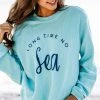 Long Time No Sea Aqua Blue Graphic Corded Sweatshirt -ANINE BING Shop 91134.LongTimeNoSeaAquaCordedSweatshirt copy 1