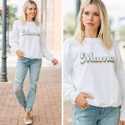 Hey Mama White Graphic Sweatshirt -ANINE BING Shop 97411