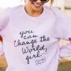 You Can Change The World Light Pink Graphic Sweatshirt -ANINE BING Shop 99680.youcanchangetheworld.4