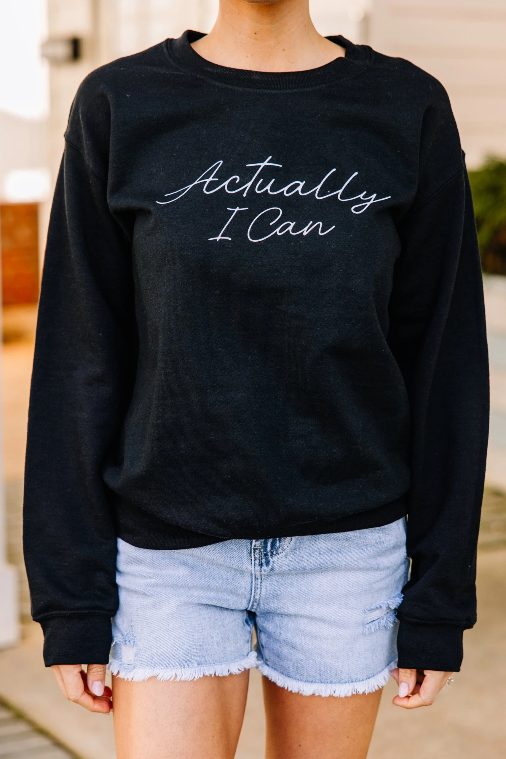 Actually I Can Black Graphic Sweatshirt 6 Actually I Can Black Graphic Sweatshirt - Image 4