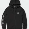 Volcom Mens Sweatshirt Iconic Stone Zip Fleece Hoodie -ANINE BING Shop A4842202 BLK F 50ddf6f3 c4d0 455