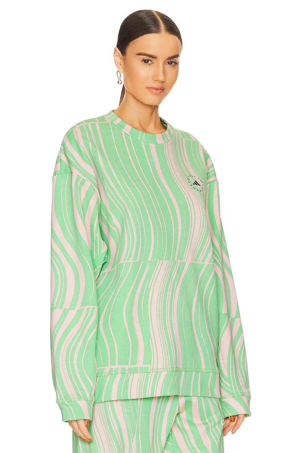 Adidas By Stella Mccartney True Casuals Sweatshirt Screaming Green & Blush Pink 4 Adidas By Stella Mccartney True Casuals Sweatshirt Screaming Green & Blush Pink - Image 2
