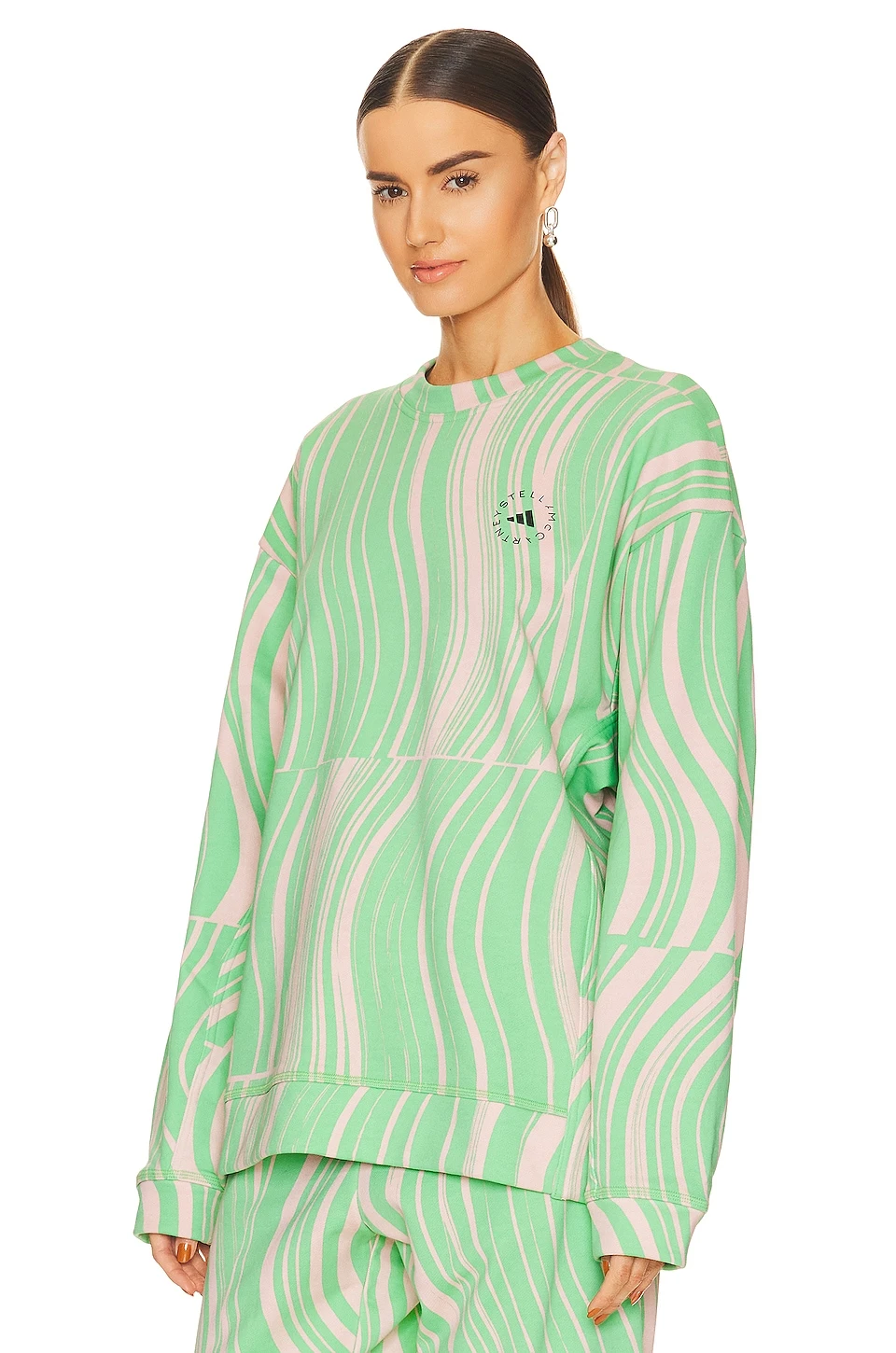 Adidas By Stella Mccartney True Casuals Sweatshirt Screaming Green & Blush Pink 5 Adidas By Stella Mccartney True Casuals Sweatshirt Screaming Green & Blush Pink - Image 3