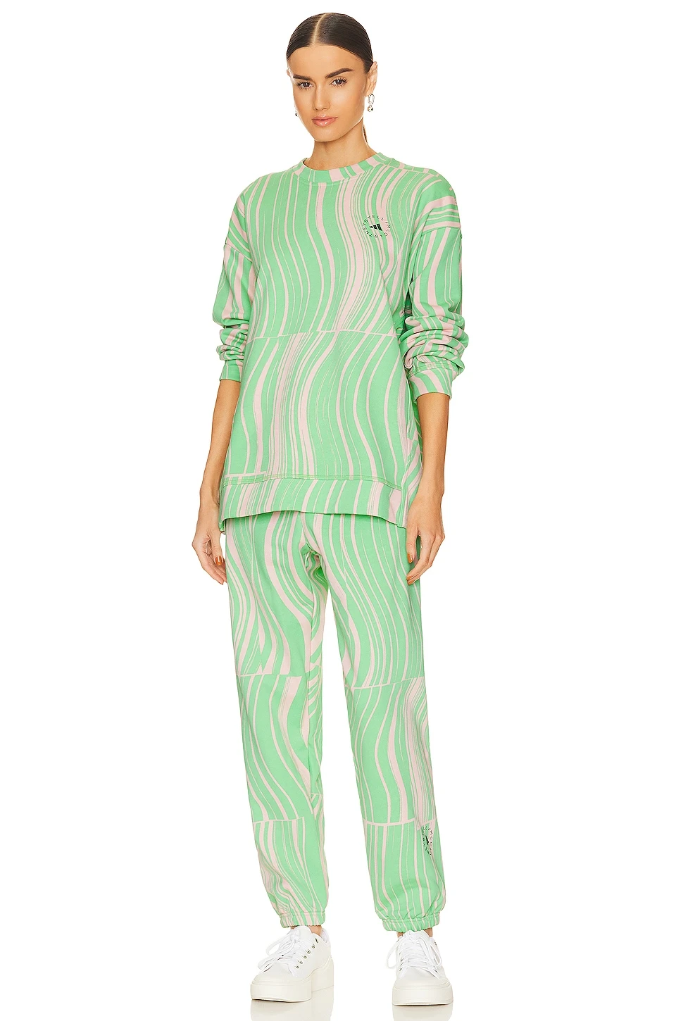 Adidas By Stella Mccartney True Casuals Sweatshirt Screaming Green & Blush Pink 7 Adidas By Stella Mccartney True Casuals Sweatshirt Screaming Green & Blush Pink - Image 5