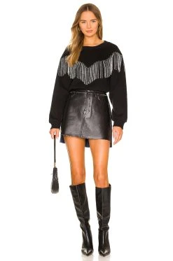 AllSaints Tassel Jaine Sweatshirt Black -ANINE BING Shop ALLR WK68 V4