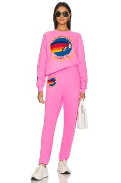 Crew Sweatshirt Neon Pink 14 Crew Sweatshirt Neon Pink -ANINE BING Shop ANAT WK74 V5