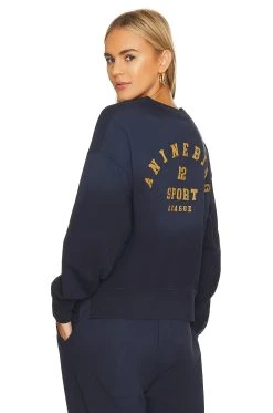 ANINE BING Rod League Sweatshirt Washed Navy