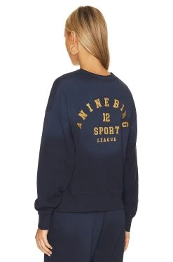 ANINE BING Rod League Sweatshirt Washed Navy -ANINE BING Shop ANIN WK124 V5