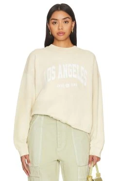 ANINE BING Jaci Sweatshirt University Los Angeles Washed Faded Yellow