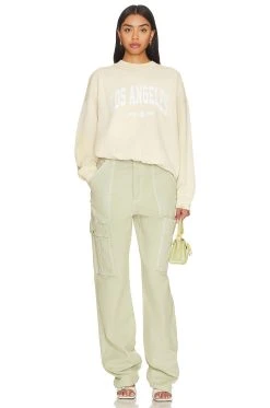 ANINE BING Jaci Sweatshirt University Los Angeles Washed Faded Yellow -ANINE BING Shop ANIN WK141 V4