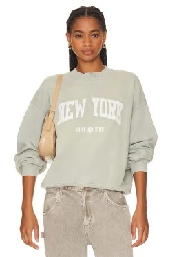 ANINE BING Jaci Sweatshirt University New York Washed Faded Seafoam