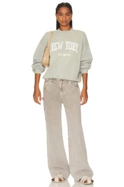 ANINE BING Jaci Sweatshirt University New York Washed Faded Seafoam -ANINE BING Shop ANIN WK145 V4