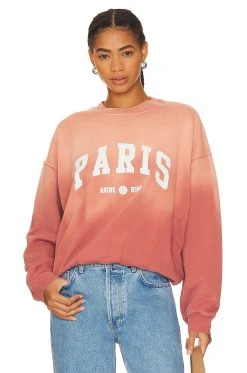 ANINE BING Jaci Sweatshirt University Paris Washed Faded Terracotta