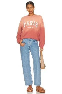 ANINE BING Jaci Sweatshirt University Paris Washed Faded Terracotta -ANINE BING Shop ANIN WK146 V4