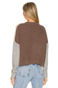 Color Block Cropped Cable Crew Natural, Sweatshirt, & Rye -ANINE BING Shop AUTU WK857 V3