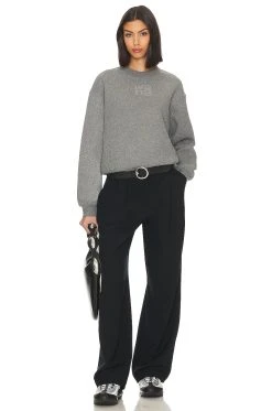 ALEXANDER WANG Glitter Essential Terry Sweatshirt Sidewalk -ANINE BING Shop AWAR WK5 V4