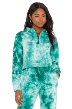 Frankies Bikinis X REVOLVE Bowie Half Zip Sweatshirt Electric Green Tie Dye