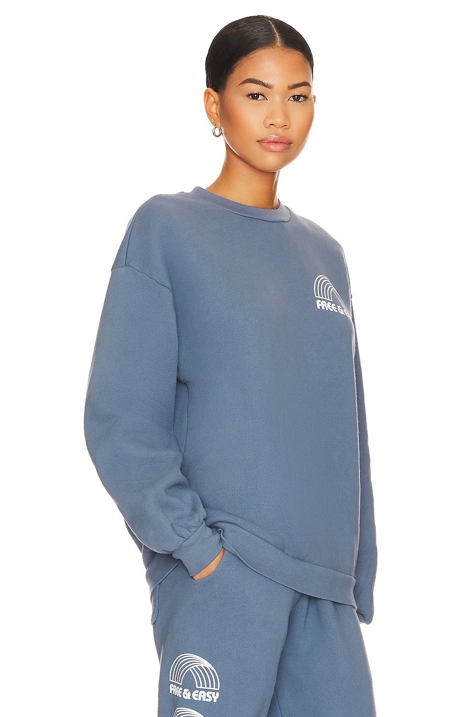 Rainbow Heavy Fleece Sweatshirt Worn Indigo 4 Rainbow Heavy Fleece Sweatshirt Worn Indigo - Image 2