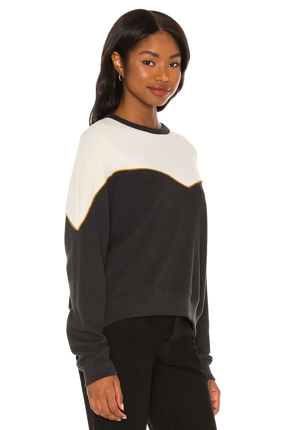 The Western Teammate Sweatshirt Black & Cream Color Block 4 The Western Teammate Sweatshirt Black & Cream Color Block - Image 2