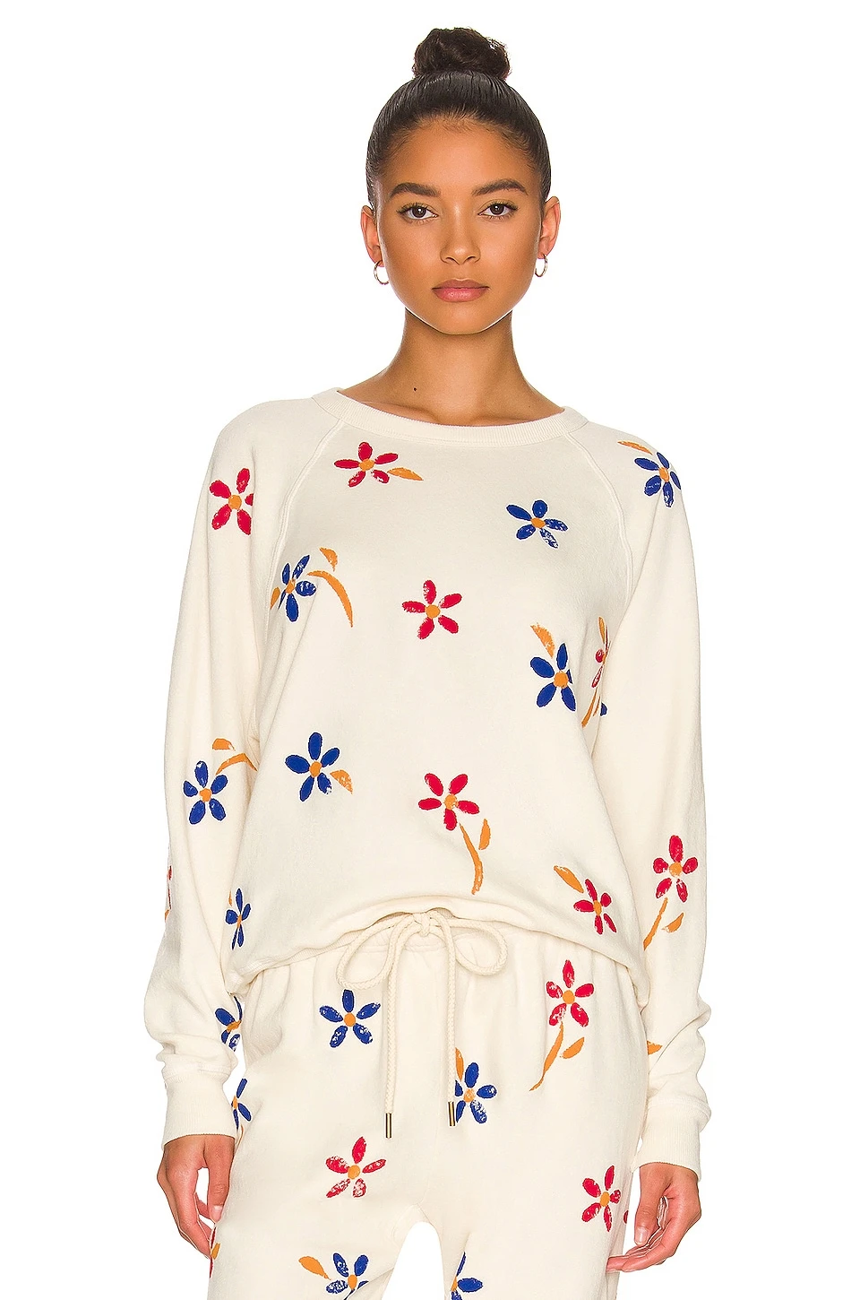 College Sweatshirt Washed White Western Floral 3 College Sweatshirt Washed White Western Floral