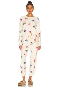 College Sweatshirt Washed White Western Floral 9 College Sweatshirt Washed White Western Floral -ANINE BING Shop GREA WK169 V4