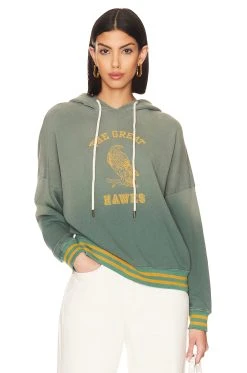 The Teammate Sweatshirt With Hawk Graphic Double Washed Moss