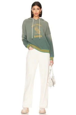 The Teammate Sweatshirt With Hawk Graphic Double Washed Moss -ANINE BING Shop GREA WK198 V4