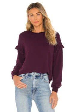 Supersoft Sweatshirt With Ruffle Insert Merlot