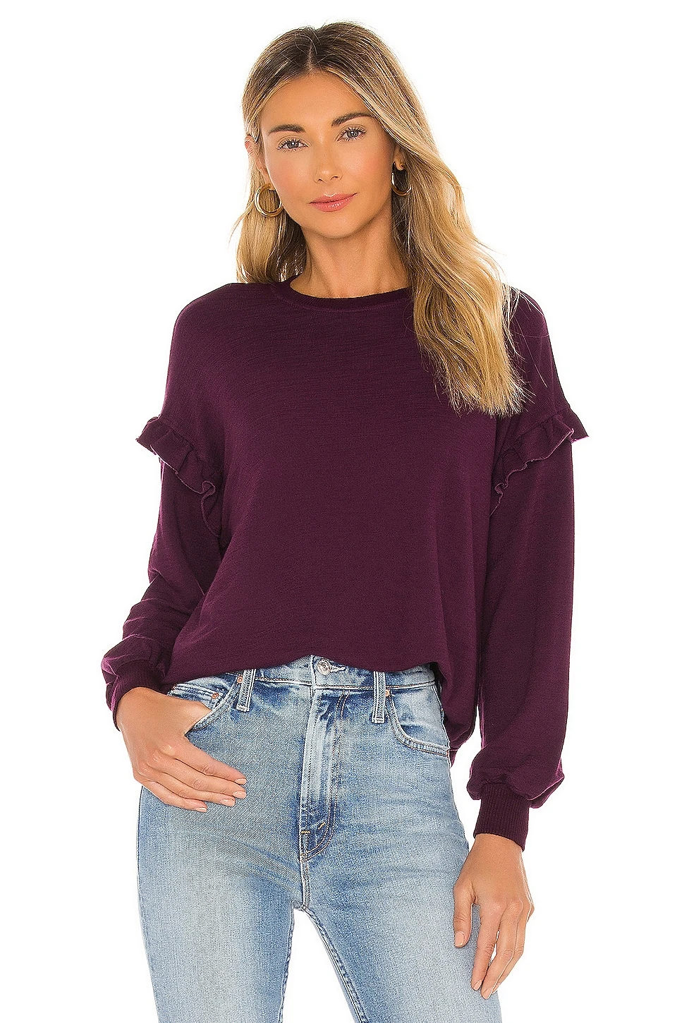 Supersoft Sweatshirt With Ruffle Insert Merlot 3 Supersoft Sweatshirt With Ruffle Insert Merlot