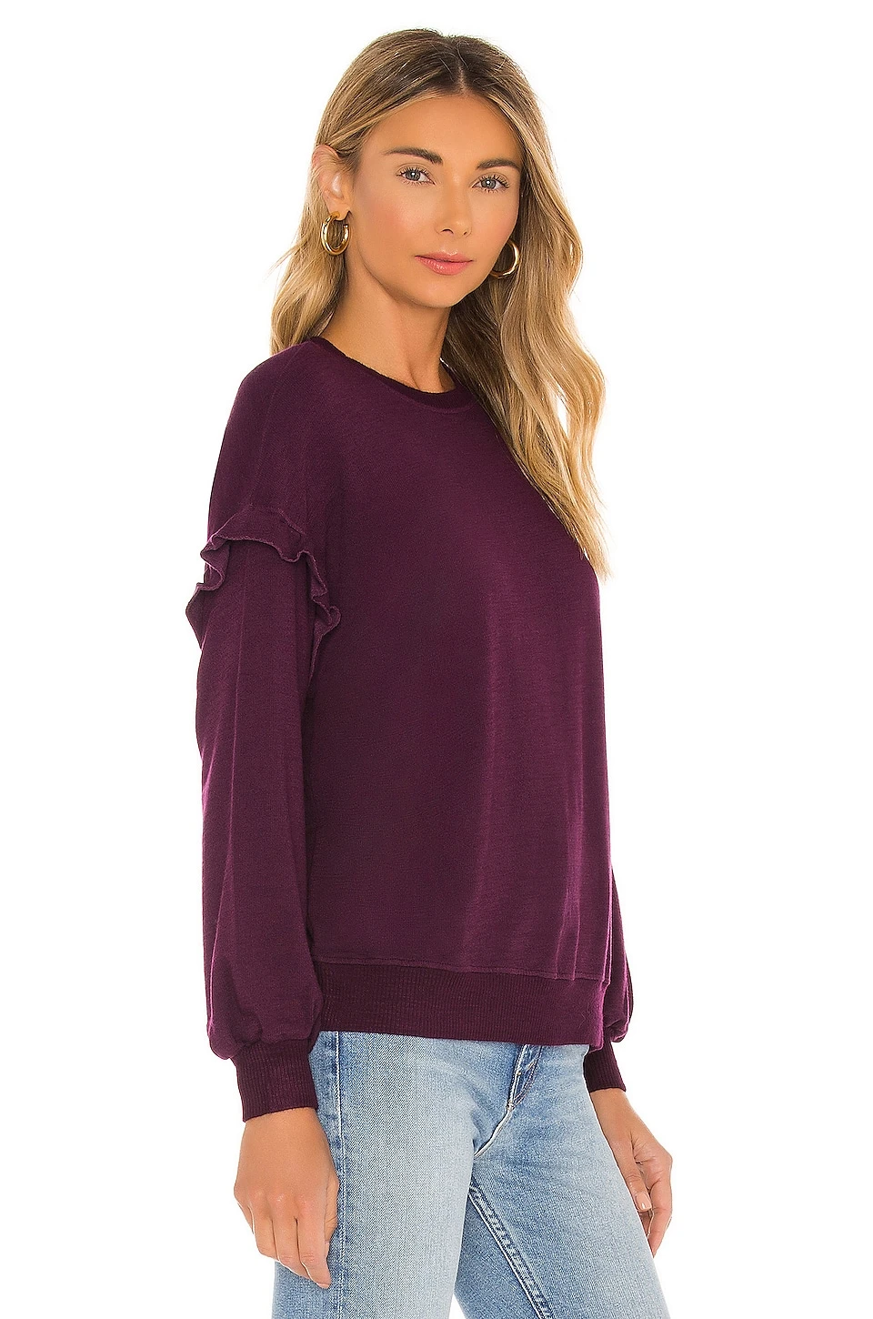 Supersoft Sweatshirt With Ruffle Insert Merlot 4 Supersoft Sweatshirt With Ruffle Insert Merlot - Image 2