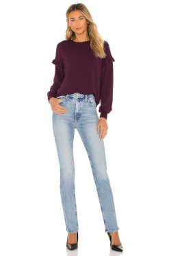 Supersoft Sweatshirt With Ruffle Insert Merlot 9 Supersoft Sweatshirt With Ruffle Insert Merlot -ANINE BING Shop HARL WK103 V4