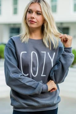 Cozy Charcoal Gray Graphic Sweatshirt