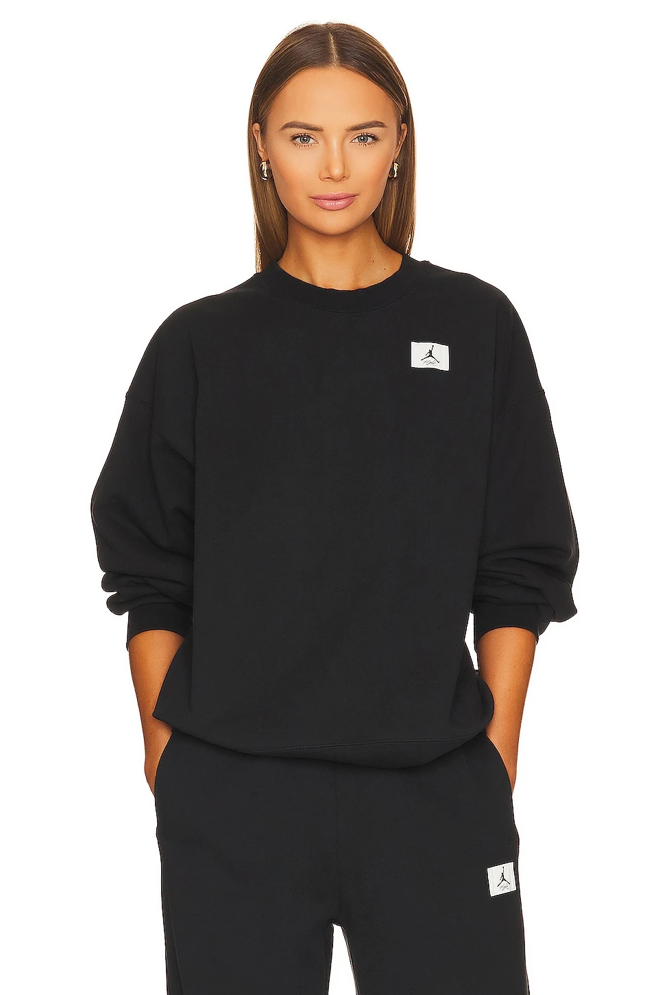 Jordan Fleece Crew Sweatshirt Black 3 Jordan Fleece Crew Sweatshirt Black
