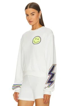 Spalding Neon Lightning Eye Sweatshirt Milk -ANINE BING Shop LMOS WK285 V4