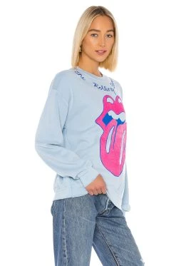 The Rolling Stones Chainstitch Sweatshirt Blue Haze -ANINE BING Shop MDWR WK6 V3