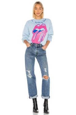 The Rolling Stones Chainstitch Sweatshirt Blue Haze -ANINE BING Shop MDWR WK6 V5