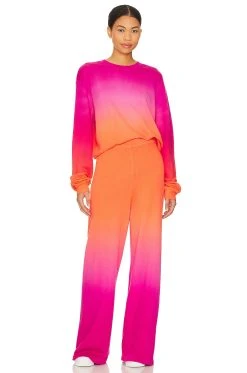 Exon Drop Shoulder Crop Pullover Sweatshirt Sunset Sorbet -ANINE BING Shop MLAU WK209 V4